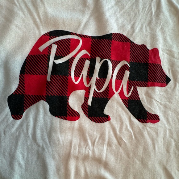 Red Plaid Papa Buffalo Matching Family Pajama Christmas Baseball Tee White Black - Picture 2 of 5